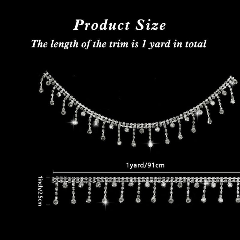 VToALARD Rhinestone Fringe Trim Silver Rhinestone Ribbon Diamond Crystal Fringe Trim Chain Crystal Fringe Belt for Sewing Clothing Craft Wedding Accessories Jewelry Personalized DIY Decoration - Image 3